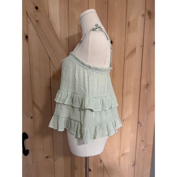 Blu Pepper Anthropologie | NWT Light Green Crepe Ruffle Tank Top | Size Small - Picture 4 of 10